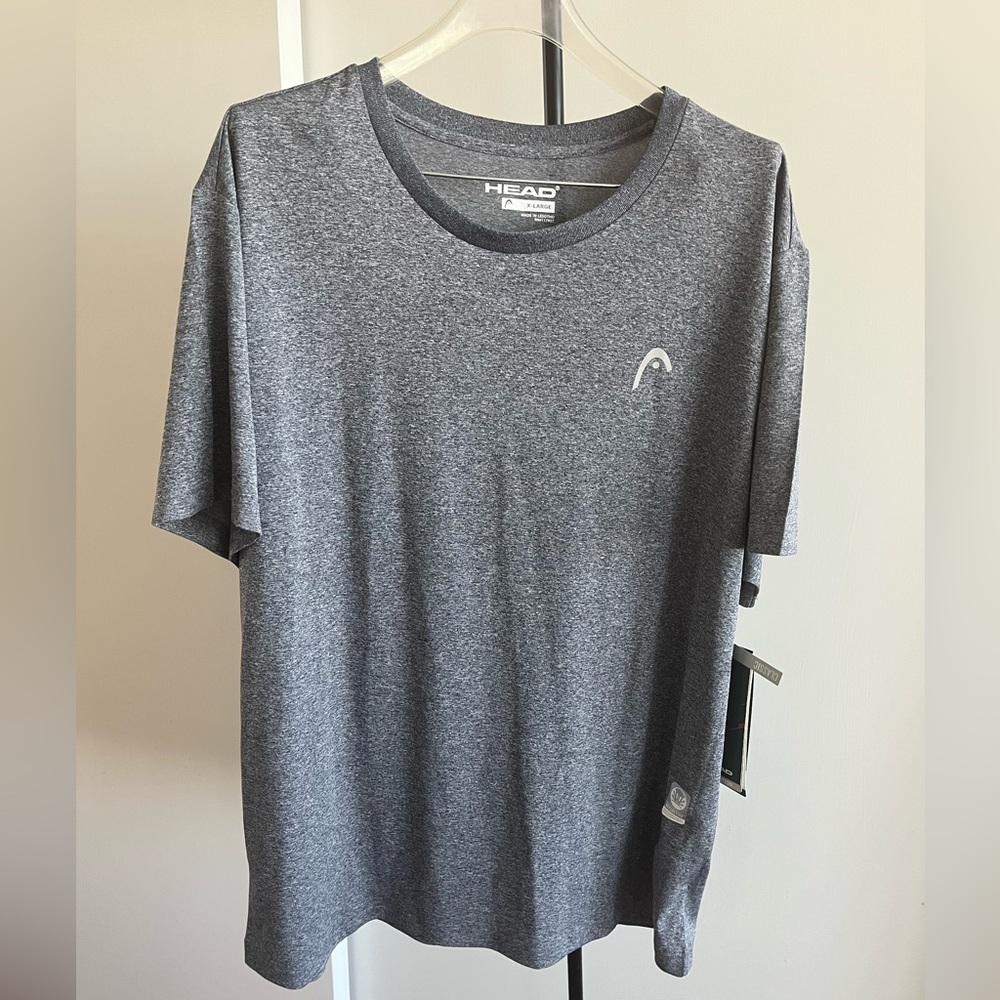 NWT HEAD Men Heather Gray Hypertek Dri-Motion T Shirt Crew Neck Reflective Sz XL